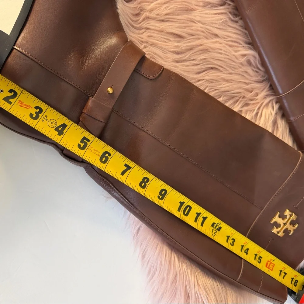 Tory Burch Everly Knee High Riding Leather Boots Brown Size 9